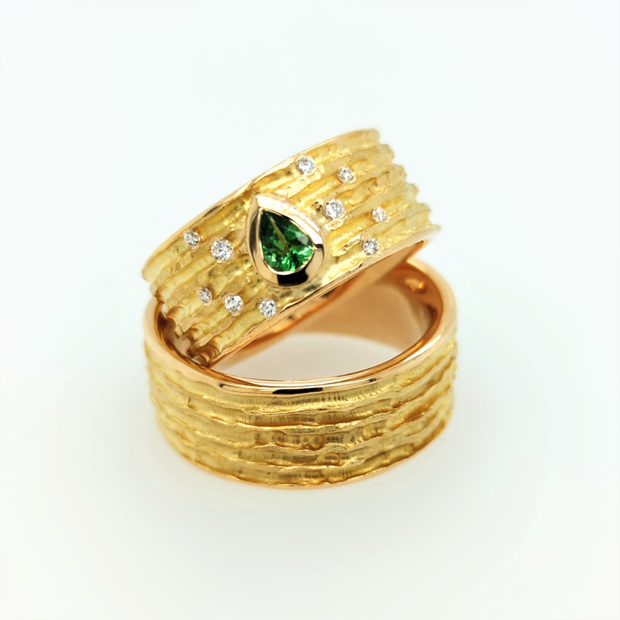 Tsavorith – Brillant – Gelbgold – Trauringe